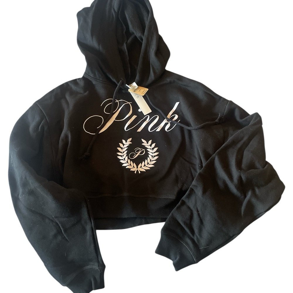 Victoria Secret Black Hoodie with White 'Pink' Logo